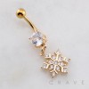 MULTI CZ DANGLE FLOWER SNOW FLAKE DANGLE BELLY BUTTON NAVEL RING 316L SURGICAL STEEL 